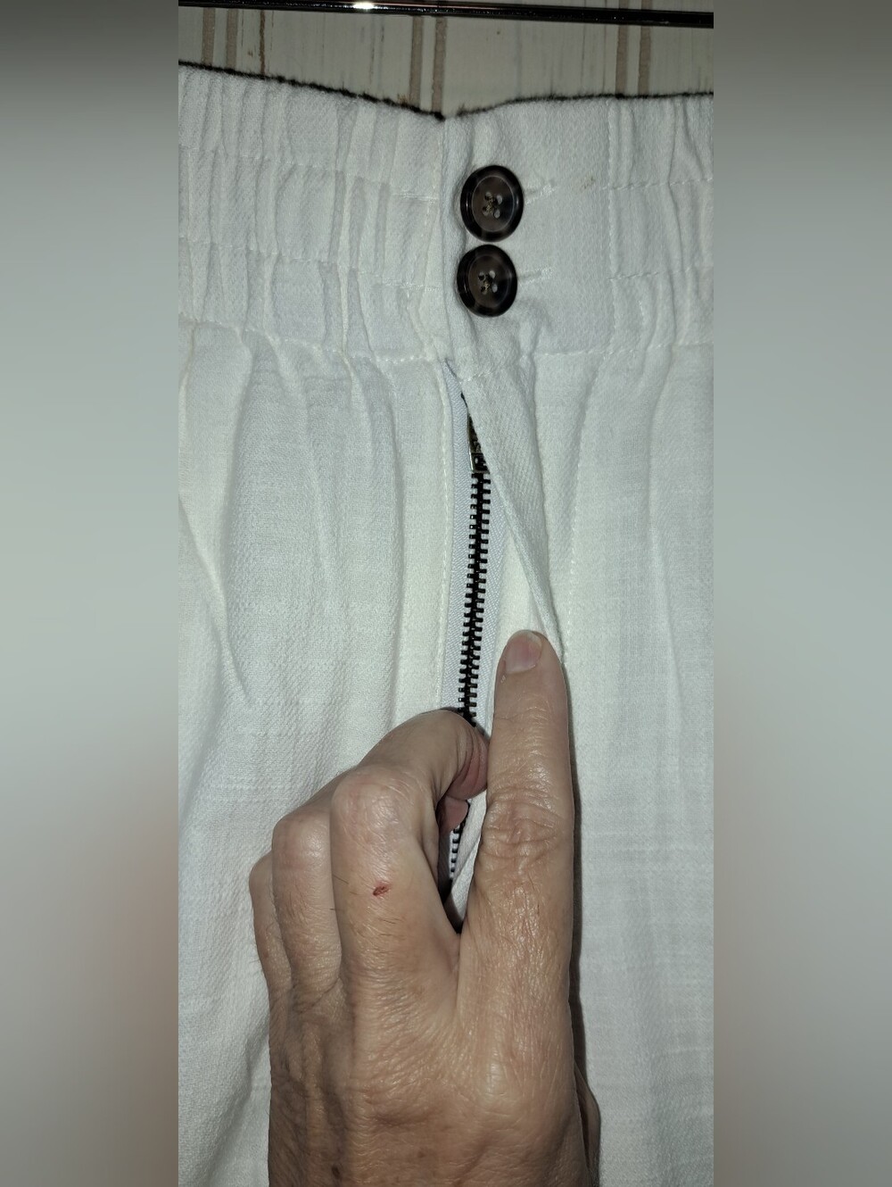 Maine Layer Elle Relaxed Crop Cotton Textured Pant XS Read White Beach Comfort - Picture 6 of 9